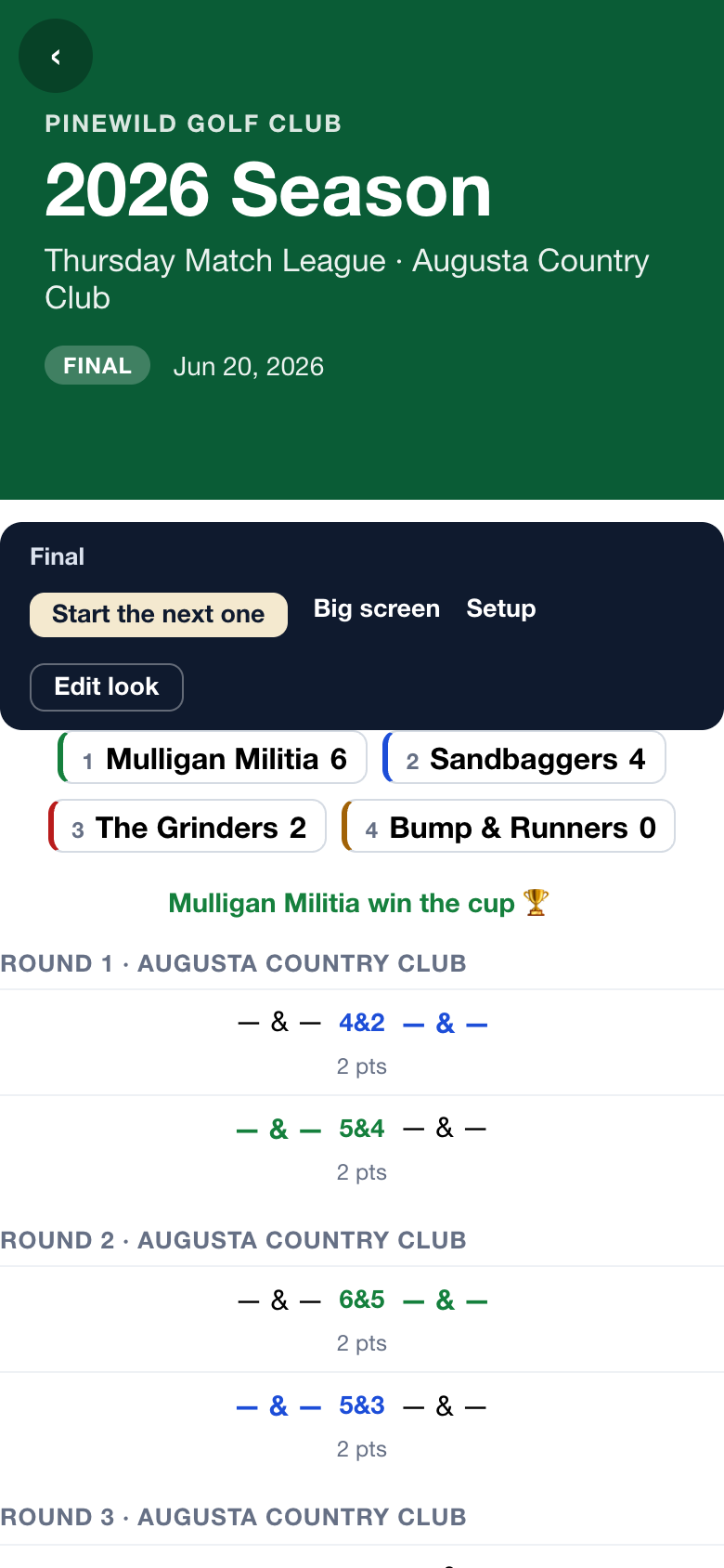 Run your own Ryder Cup — Watch the cup fill in